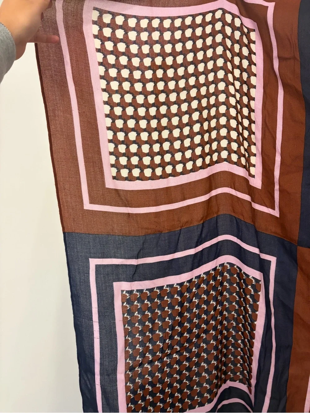 **J.Crew** XL Geometric Patterned Scarf in Navy, Rust & Pink